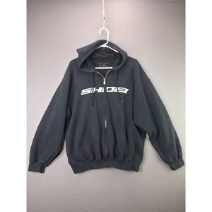 Shoei Full Zip Hoodie Mens XL Black Graphic Logo Fleece Sweatshirt